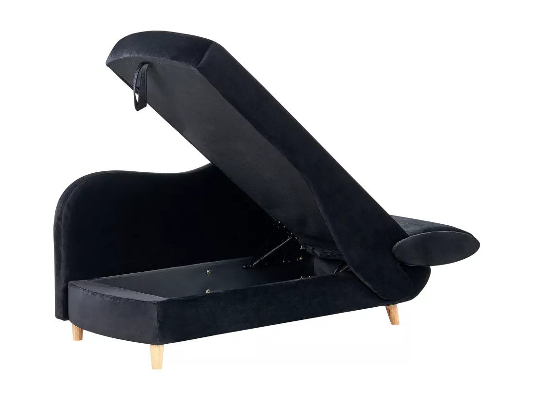 Chaise longue côté droit en velours noir MERI II