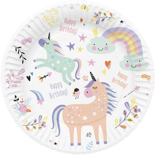 Bordjes eenhoorns en regenbogen - 8st