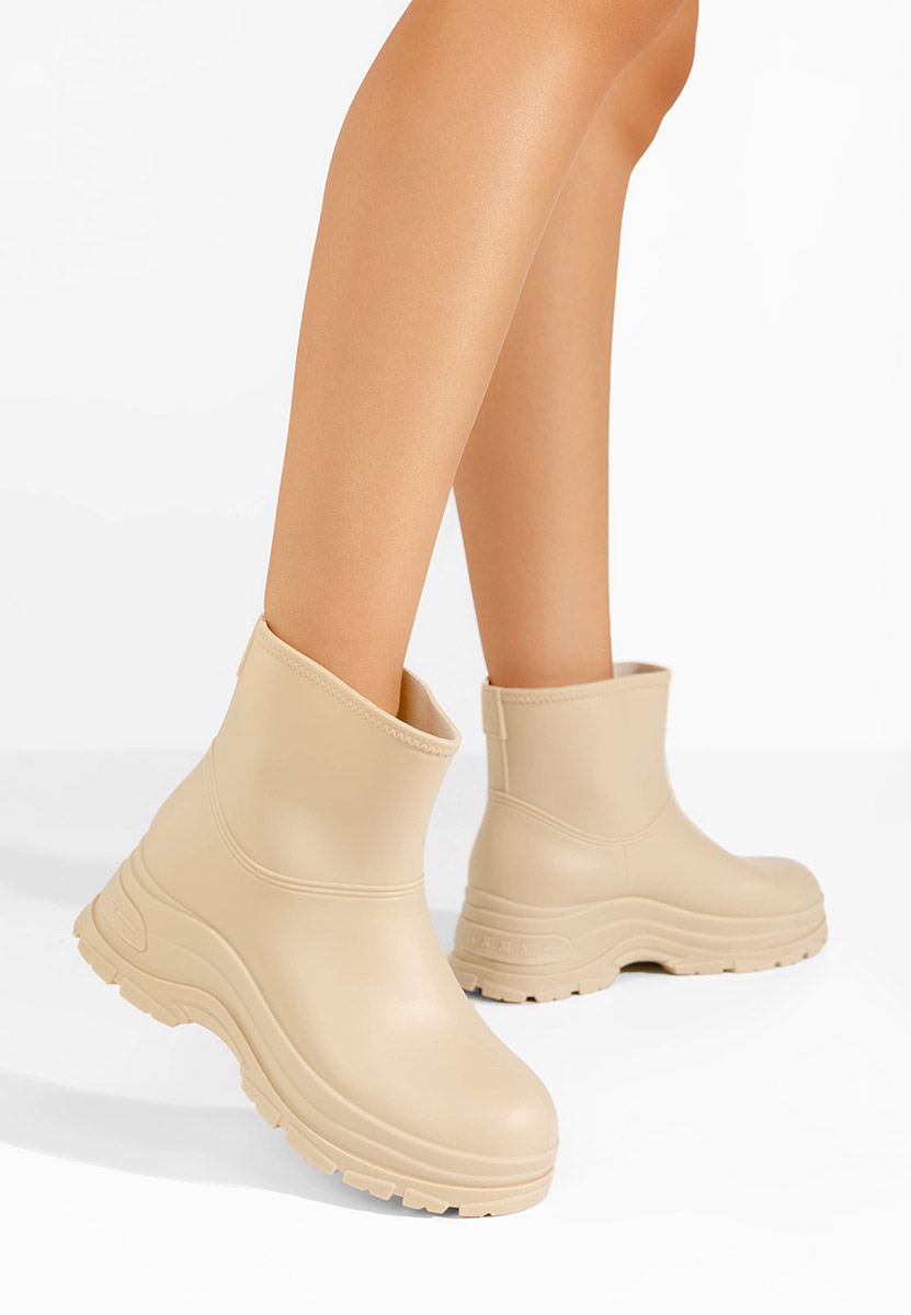 Bottines en caoutchouc beige Elenita
