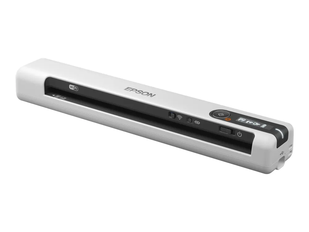 Epson WorkForce DS-80W - Dokumentscanner - Contact Image Sensor (CIS) - A4 - 600 dpi x 600 dpi - op til 15 ppm (mono) / op til 15 ppm (farve) - op til 300 scanninger pr. dag - USB 2.0, Wi-Fi(n)