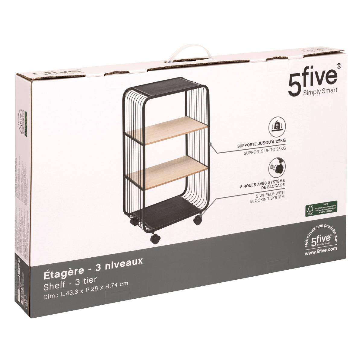 ETAGERE METAL BOIS 3 NIVEAUX