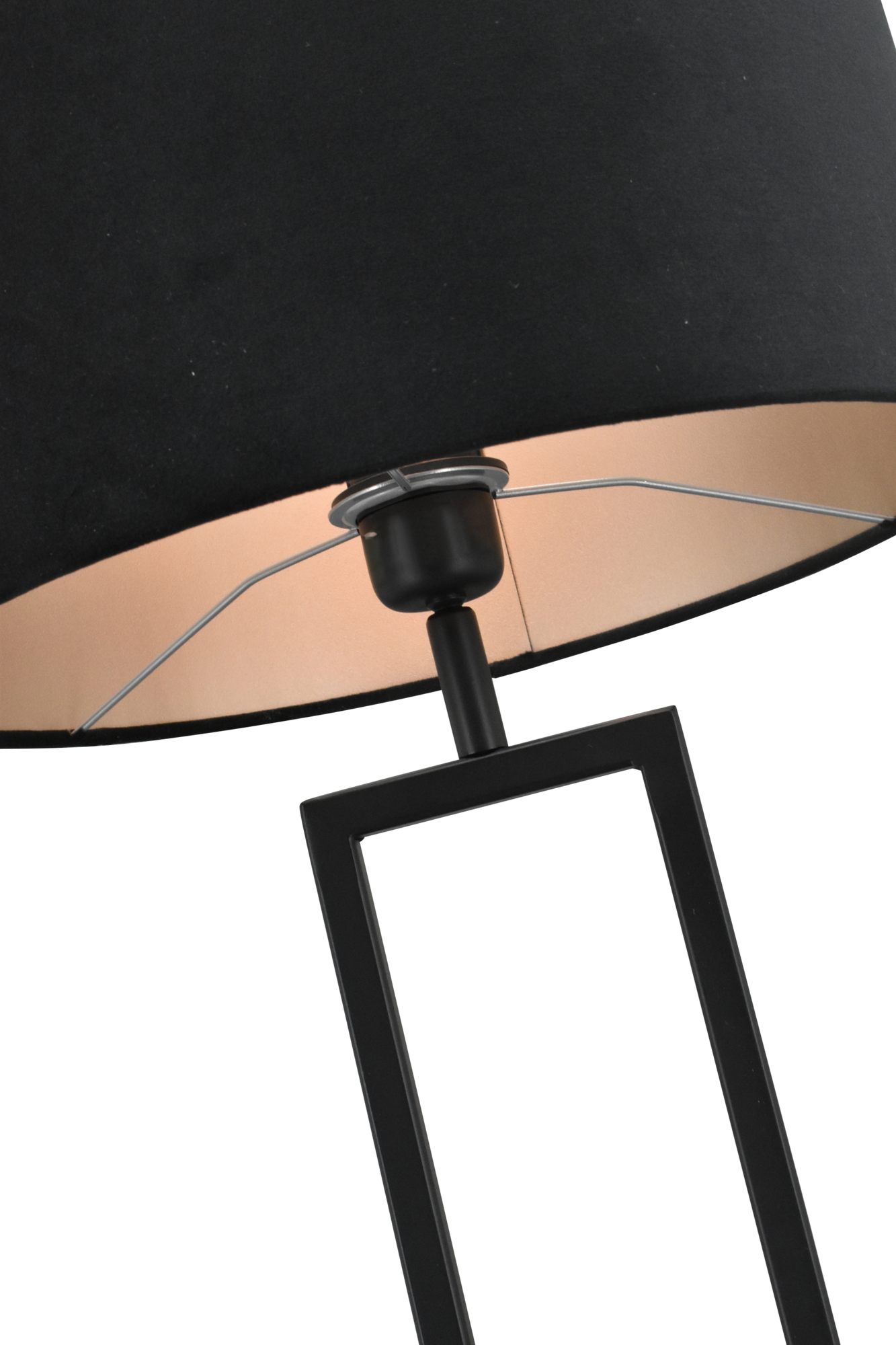 Tafellamp Veneto groot zwart + kap 35/35/22 Alice velours zwart ( taupe binnenkant )