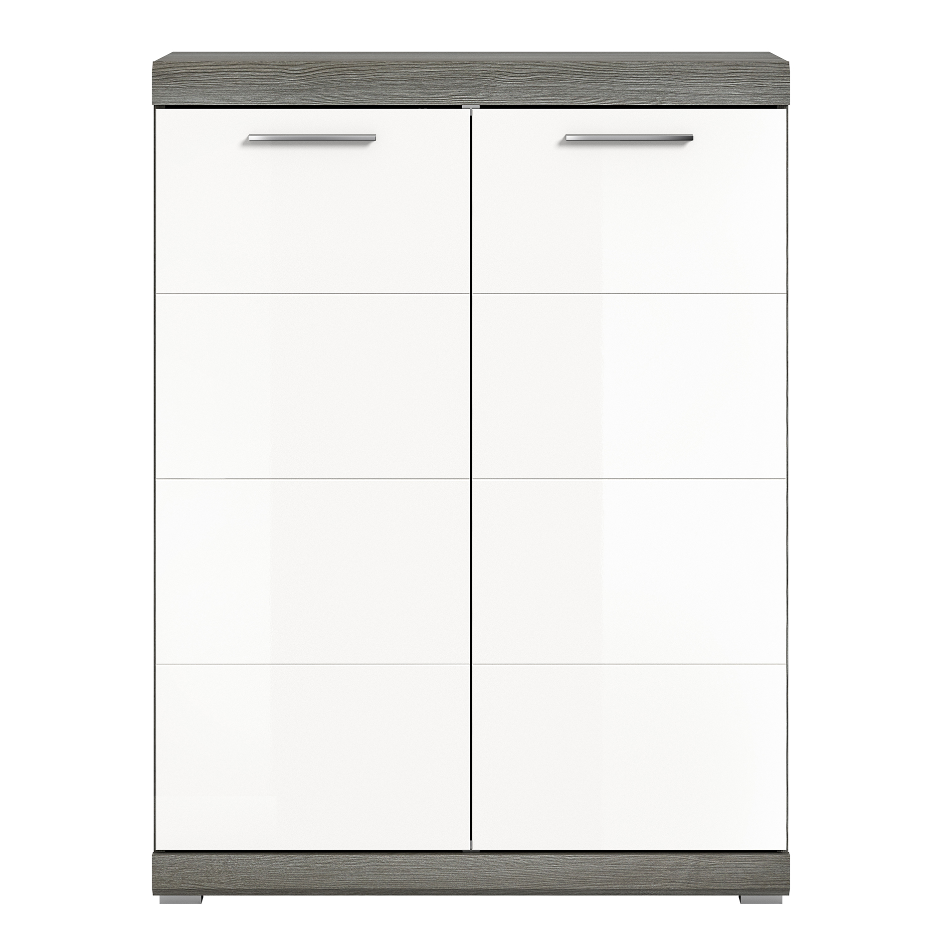 Schuhschrank SCOUT - Rauchsilber - weiß Hochglanz - 90 cm
