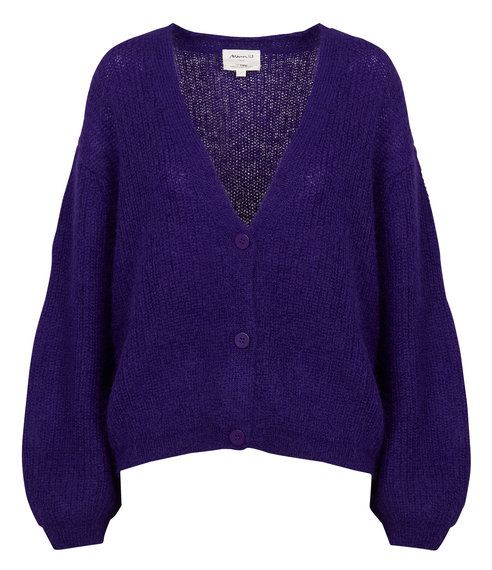 CHELTON - Cardigan oversize col V en laine mélangée | Violet
