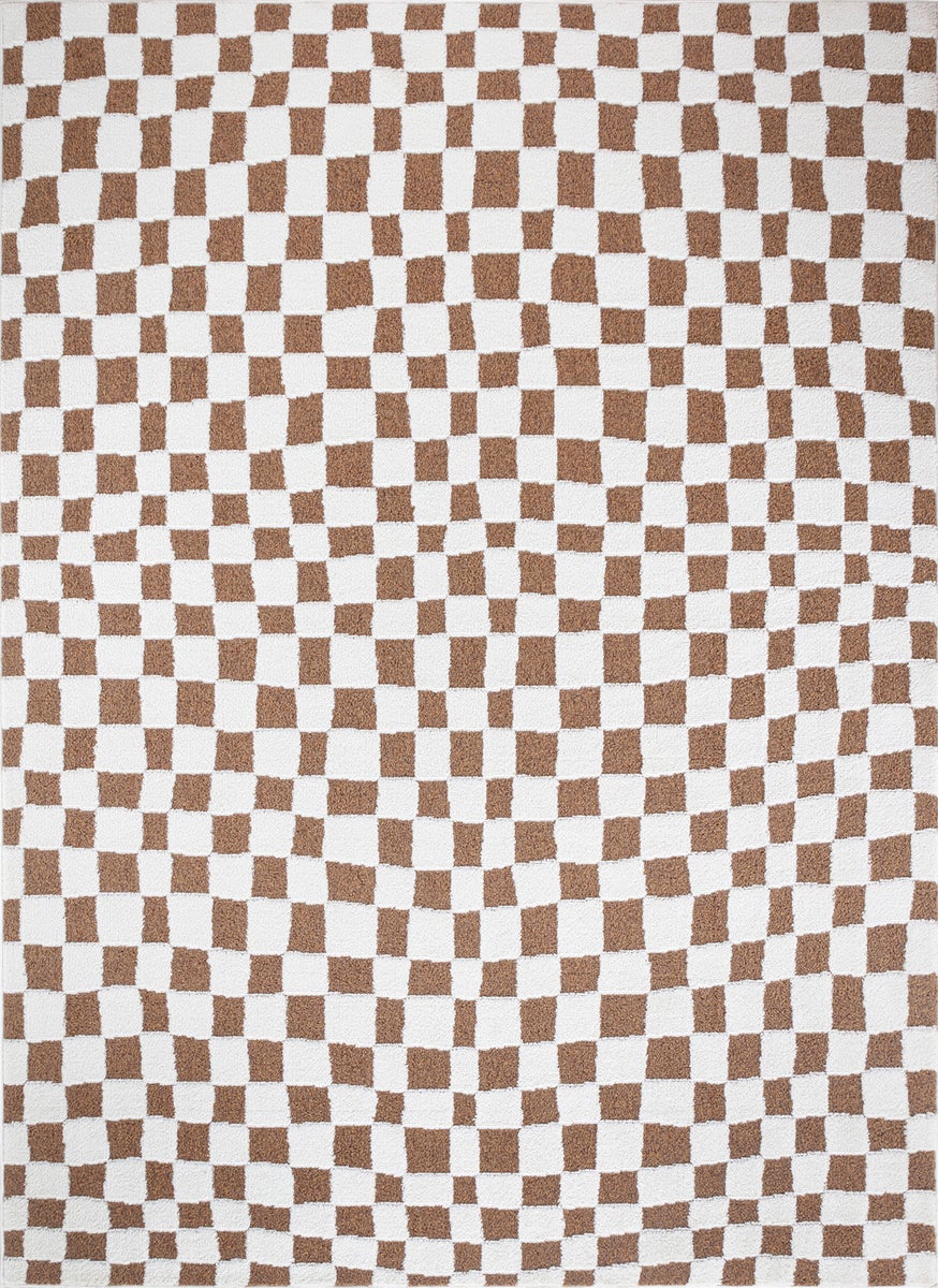 Scandinavisch tapijt met ruitpatroon, ivoor/terracotta, 200x275 cm, IRINA