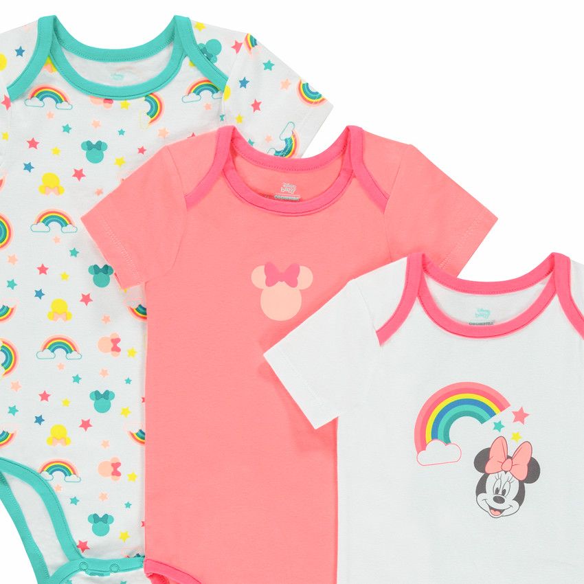 Lot de 5 bodies manches courtes print Minnie Disney - Blanc