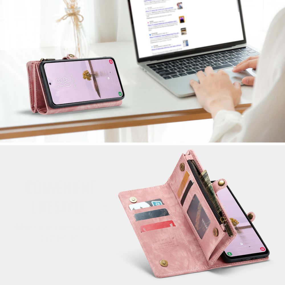 Samsung Galaxy A56 2in1 Leder Tasche   Magnet Hardcase Karten Etui - Rosa