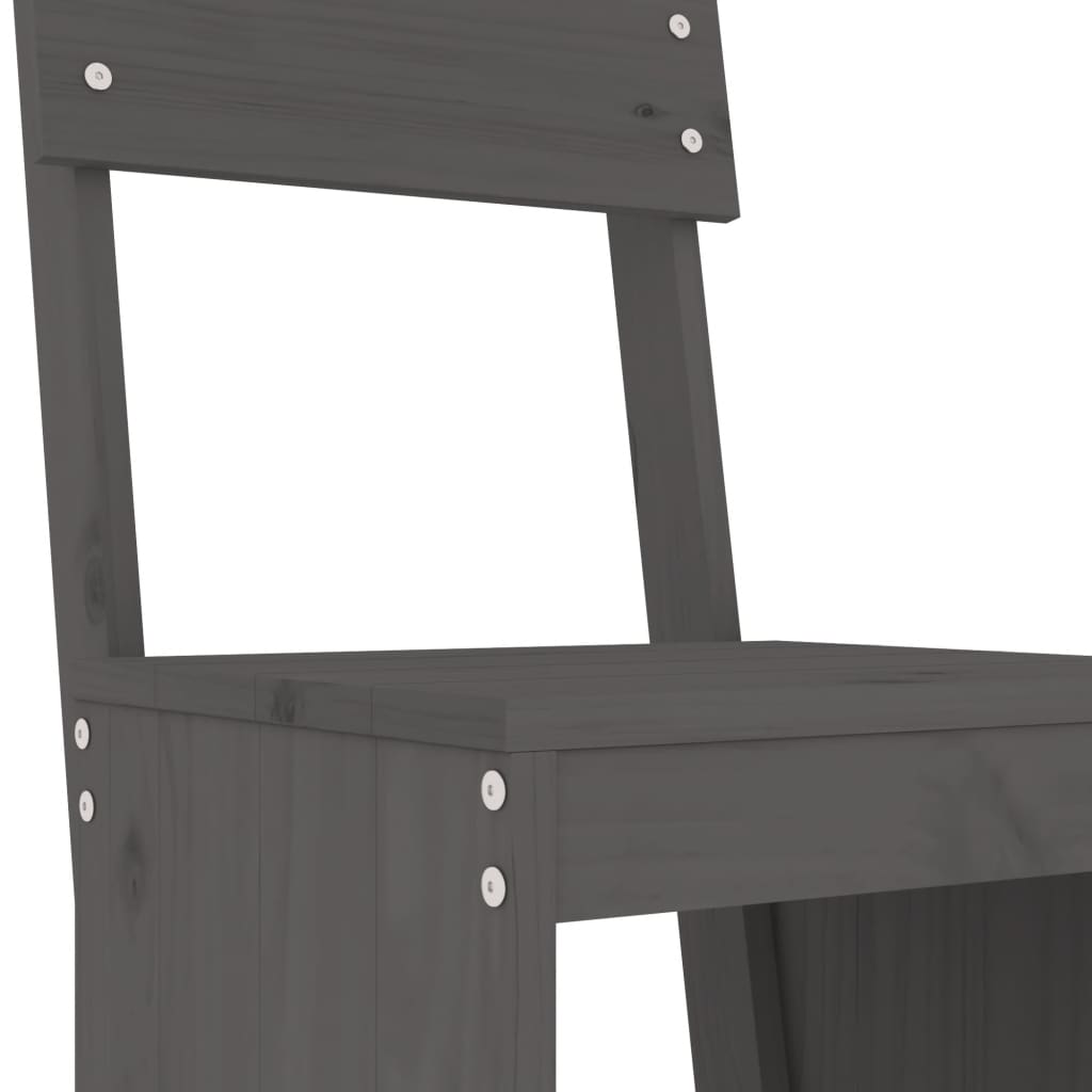 Ensemble de bar de jardin 9 pcs gris bois de pin massif