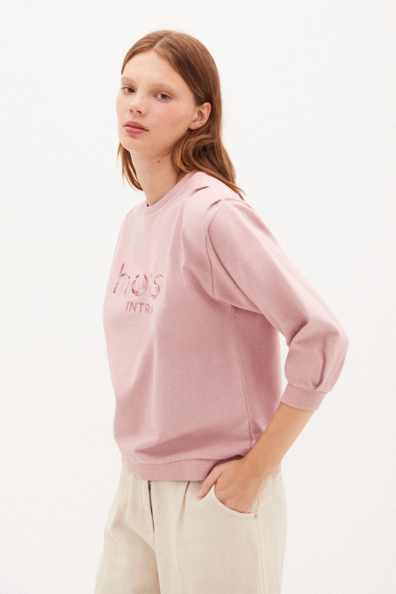 Moletom Sarah Cotton com logo - Rosa