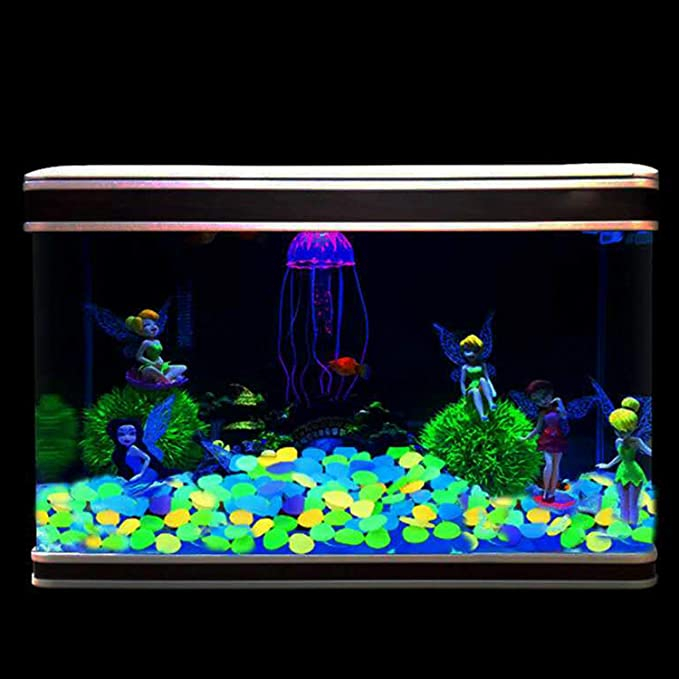 (100er Set) 10mm Fluoreszierende Pebble Steine Leuchtende Mini Kieselsteine für Home / Garten / Aquarium Deko - Assortiert