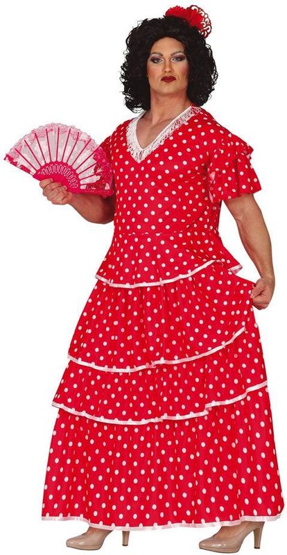 GUIRCA Flamenco Herenkostuum - Spaanse Dans Outfit - Authentiek - Zwart-Rood - Polyester
