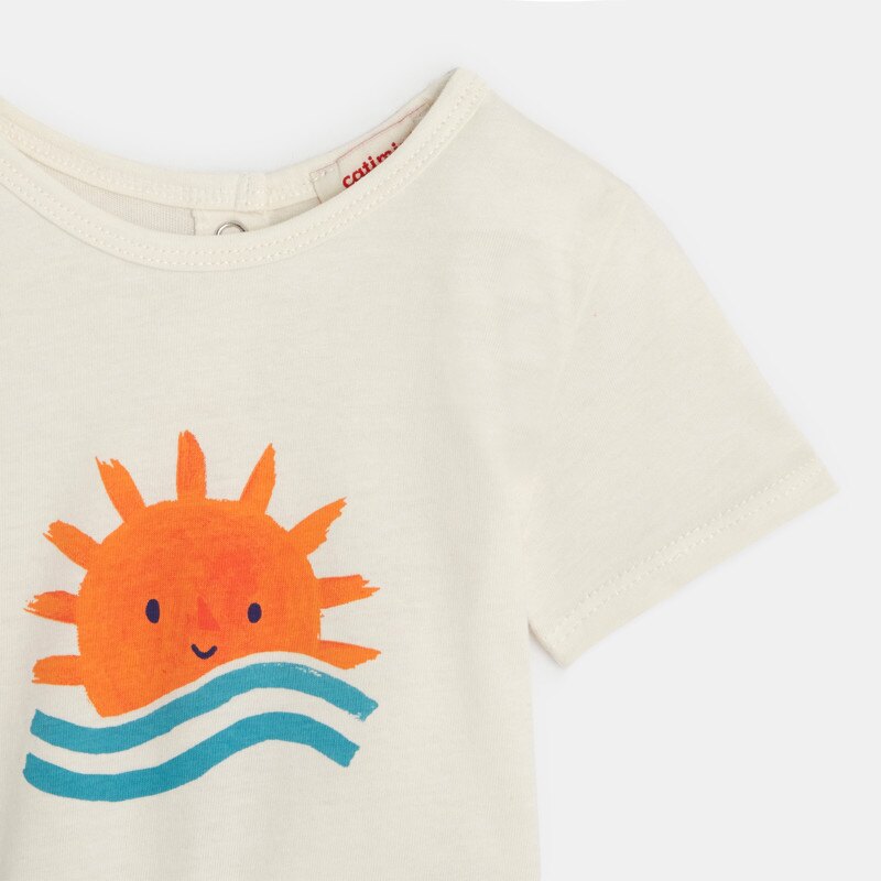 T-shirt bébé garçon blanc à motif soleil en coton recyclé Catimini Blanc