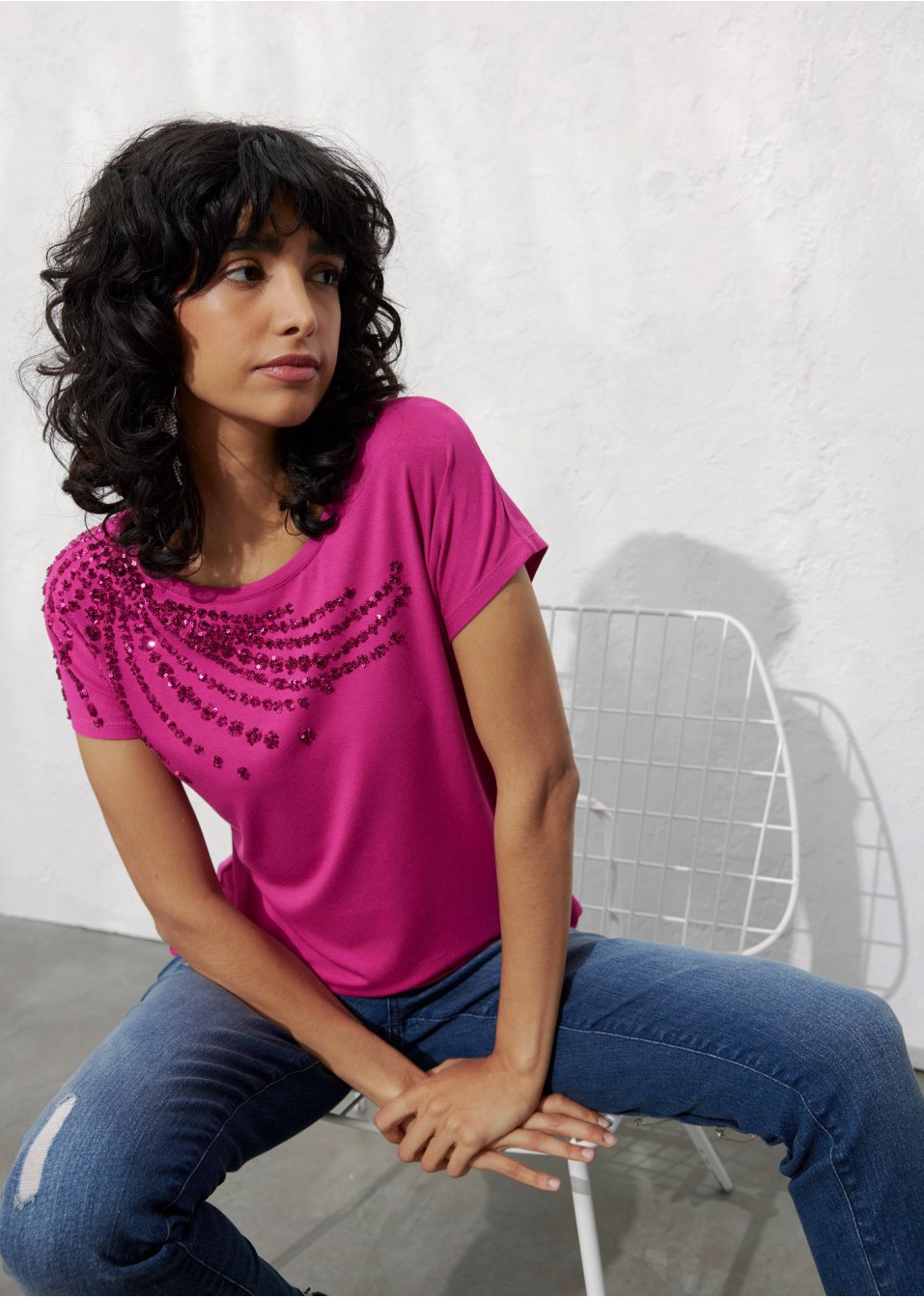 T-shirt avec application de sequins