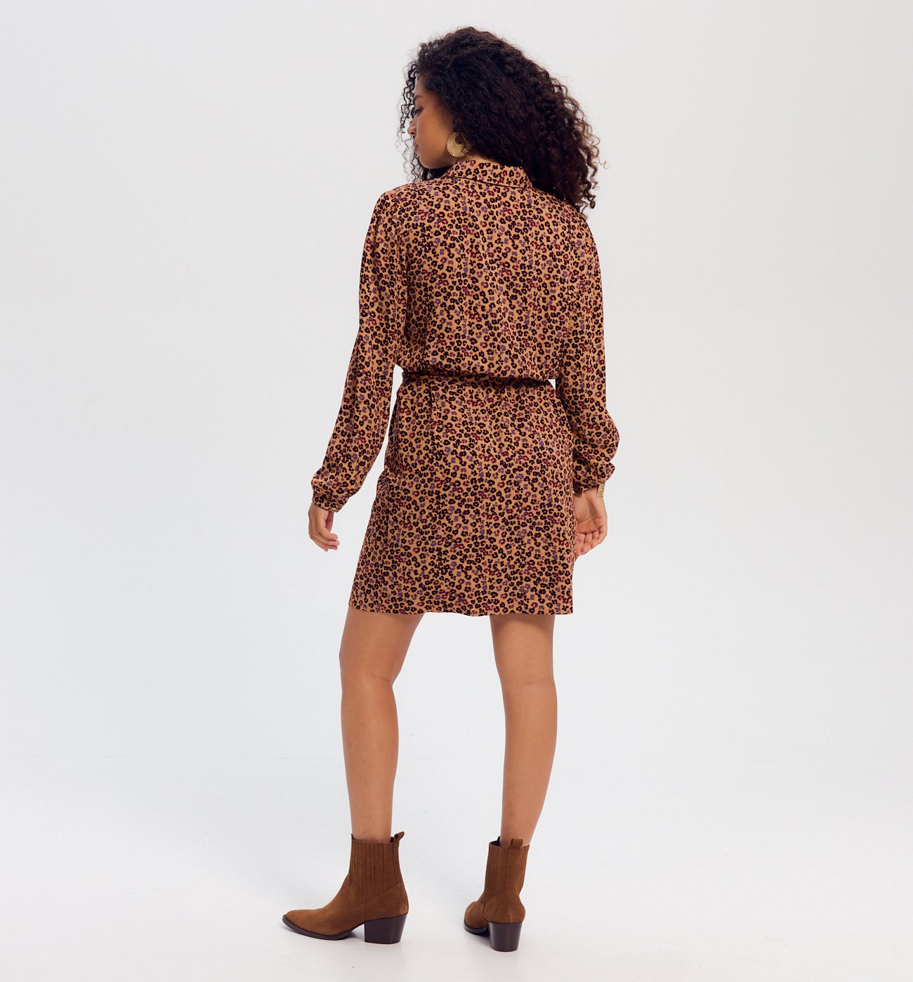 Robe-chemise courte Femme - Imprimé marron