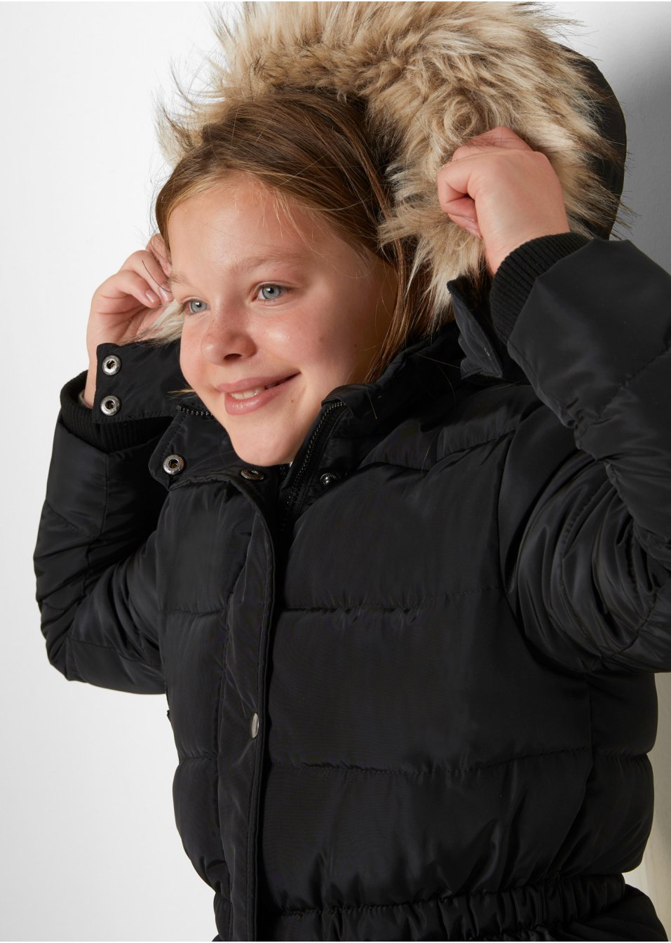 Manteau fille rembourré avec capuche amovible