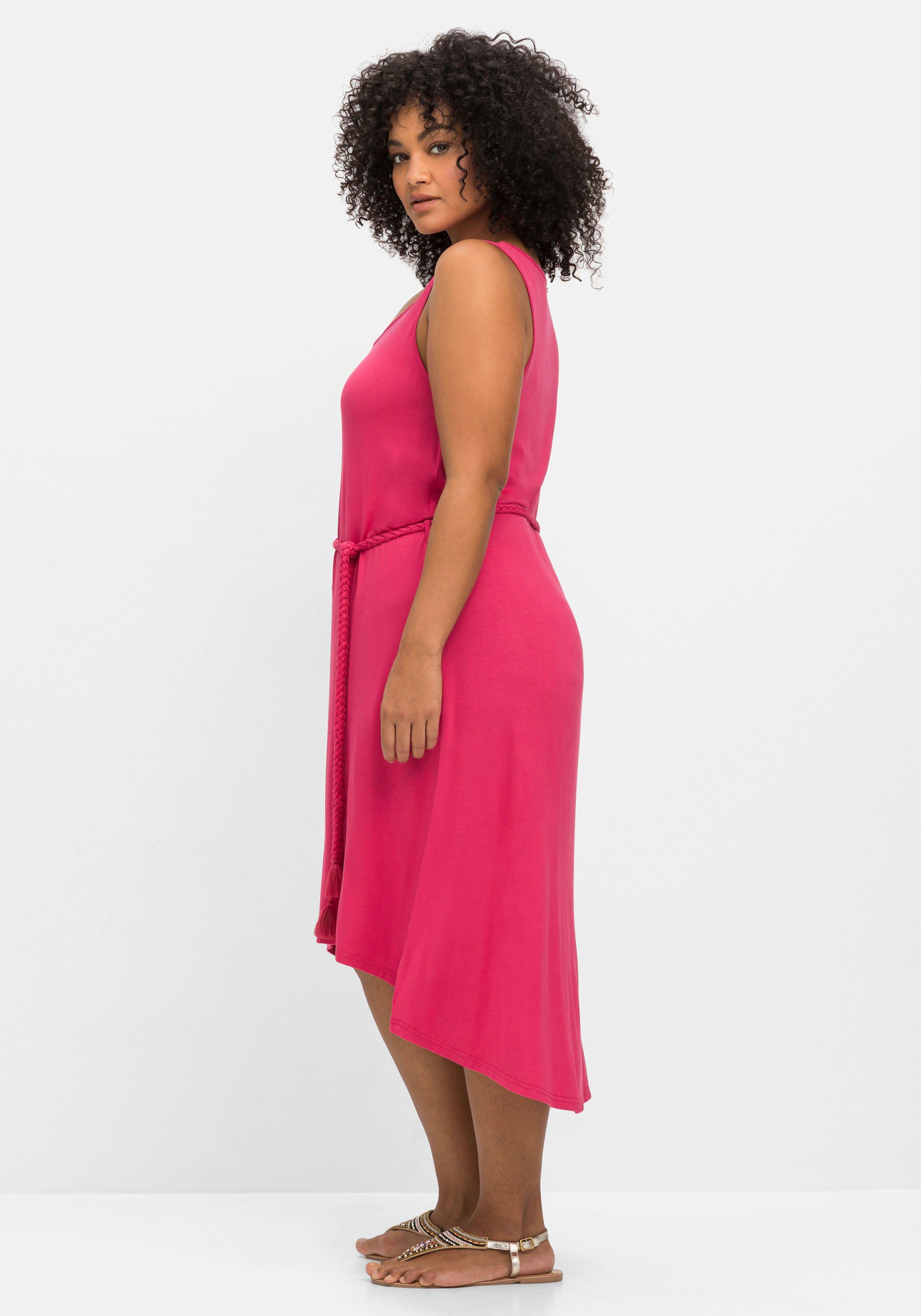 Jerseykleid in A-Linie, hinten länger als vorn