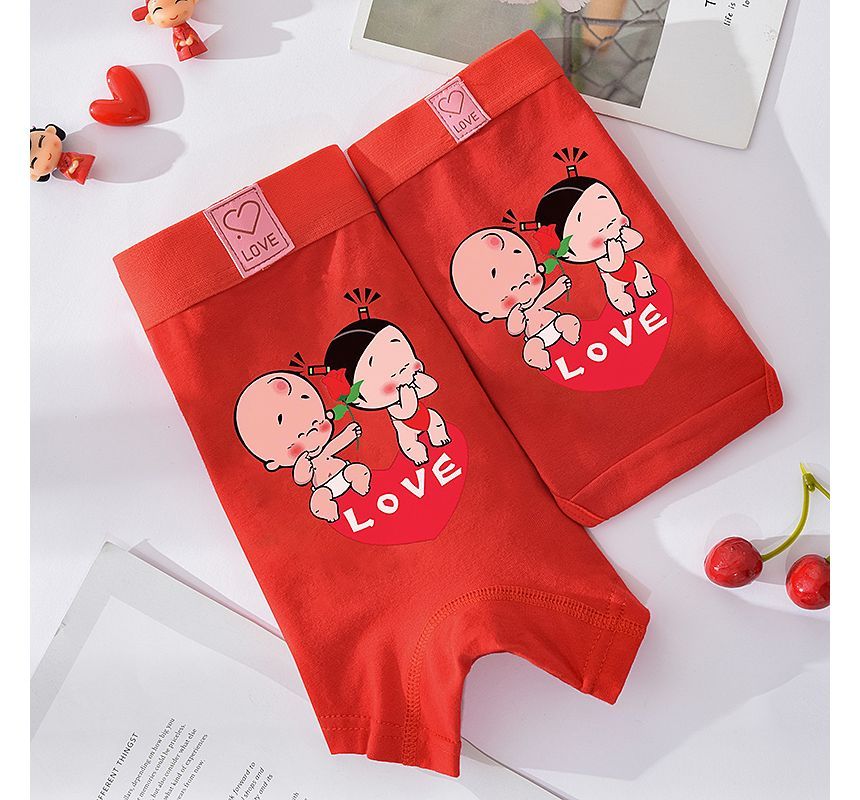 Pancherry - Matching set voor koppels: boxershorts met print + slipje