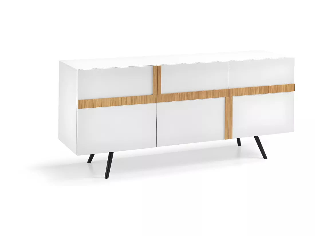 Ginger Buffet 3 portes (180 x 80 H cm) en Mélamine Blanc