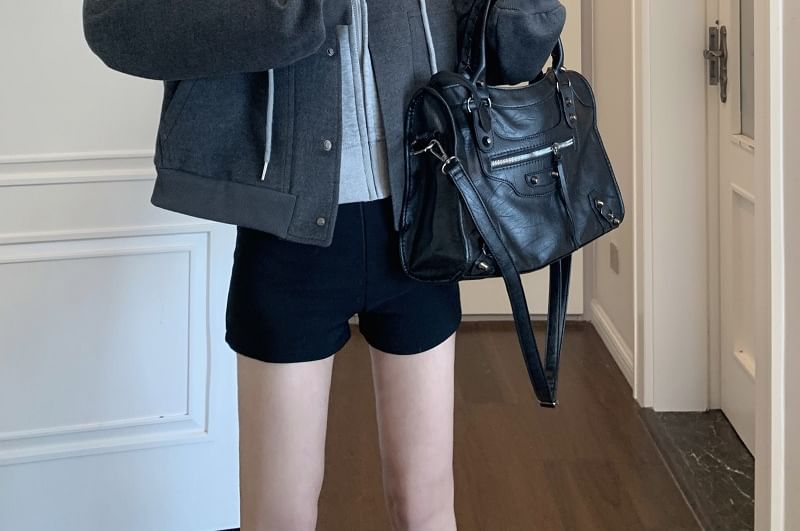 Ashlee - Effen honkbaljack met knoopsluiting / hoodie met rits