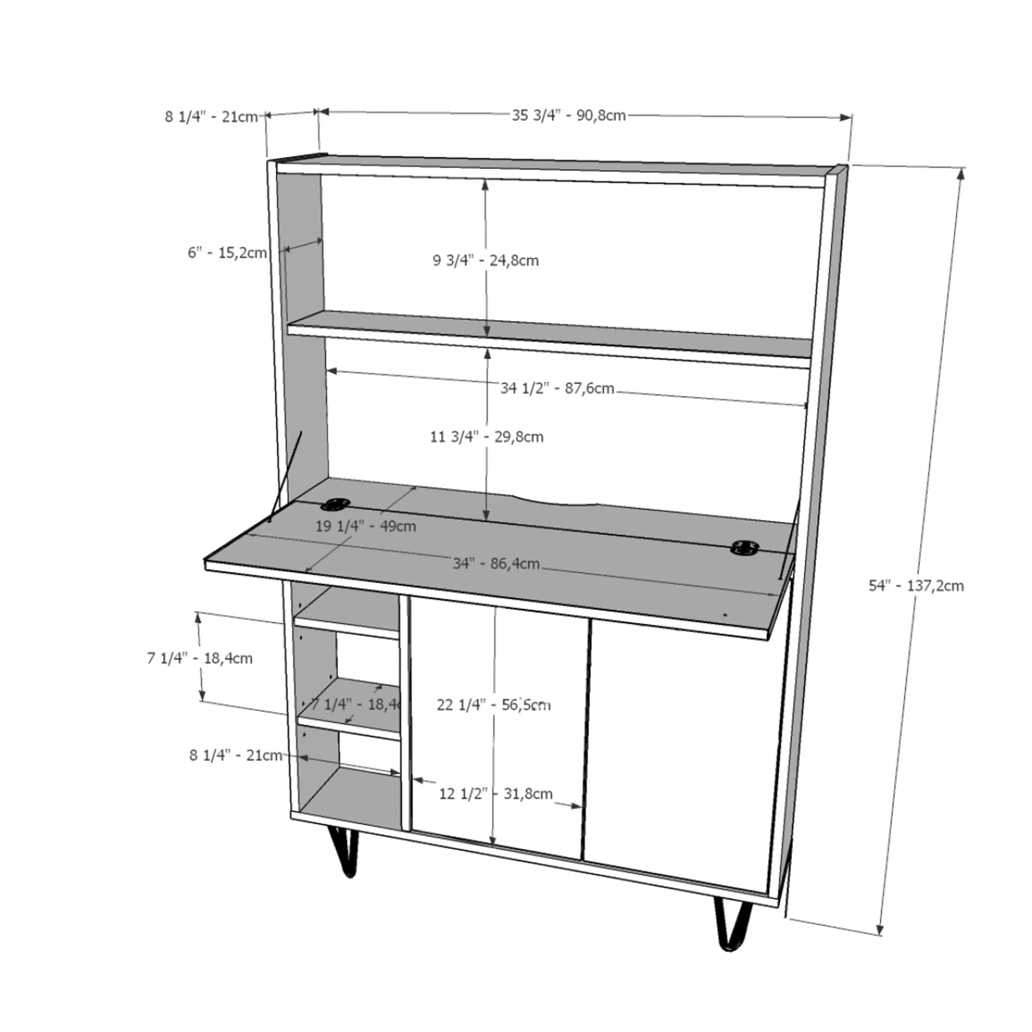 Nexera Bureau Mural Slim - Noyer