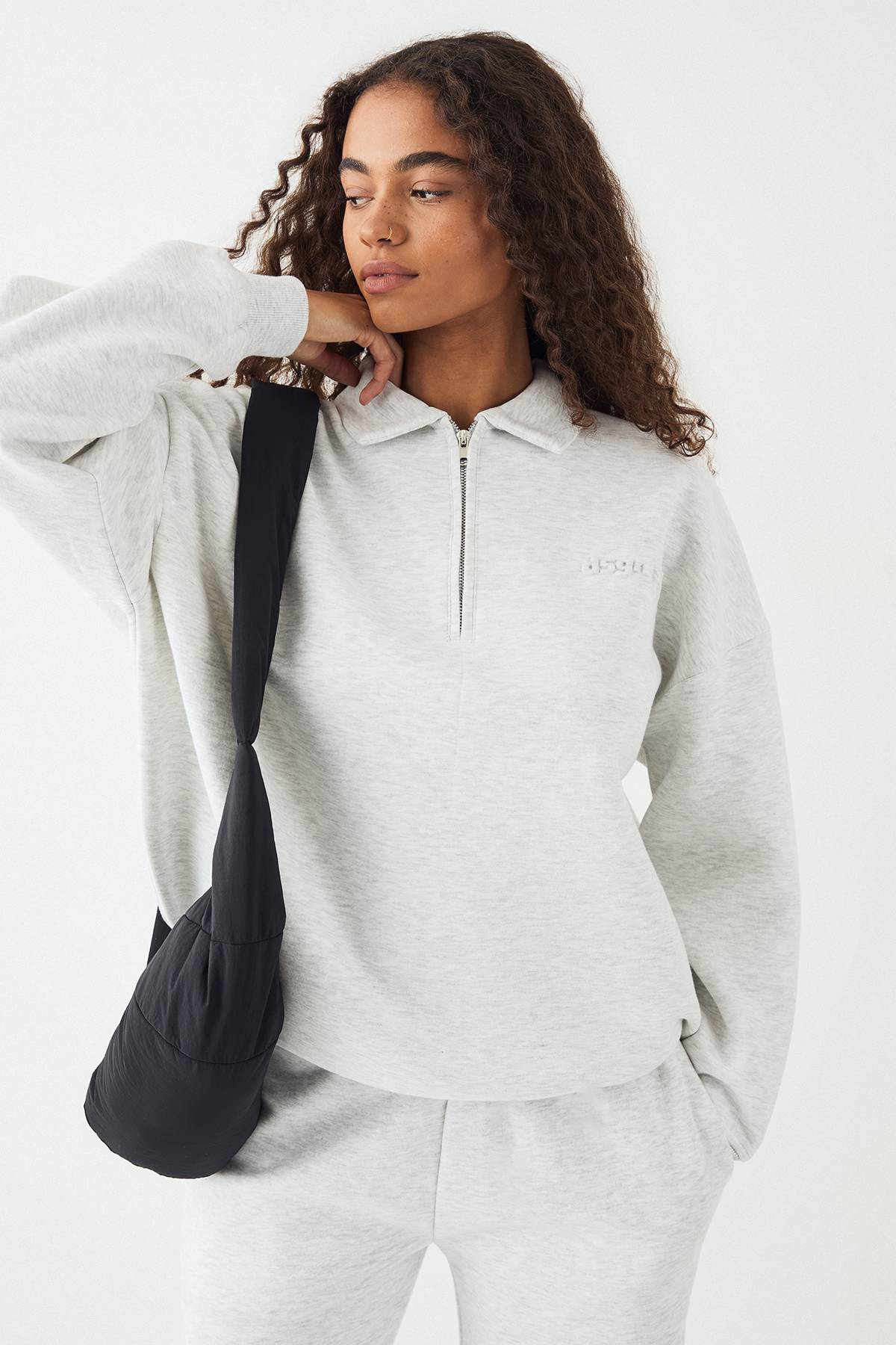 Sweatshirt DSGN Studio à Col et Demi-Fermeture Éclair avec Motif Gaufré