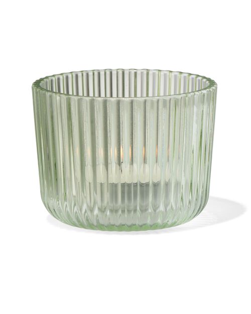 porte-bougie S verre nervuré vert