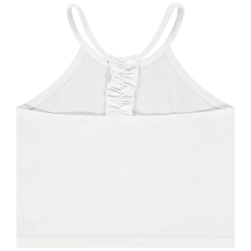 Débardeur à bretelles print et sequins pour fille - Blanc