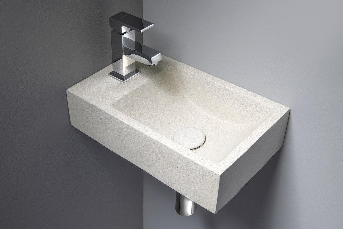 Fontana Crest toiletmeubel ribbelfront kasteel bruin 40x22cm met beige fontein links