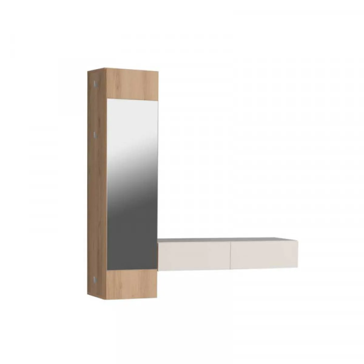 dansmamaison Meuble d'entrée LEGA - Chêne & Blanc mat