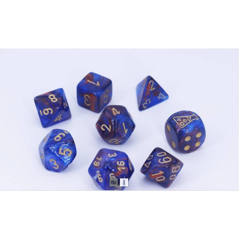 CHESSEX - Set de 8 dés - LUSTROUS Azurite / Or