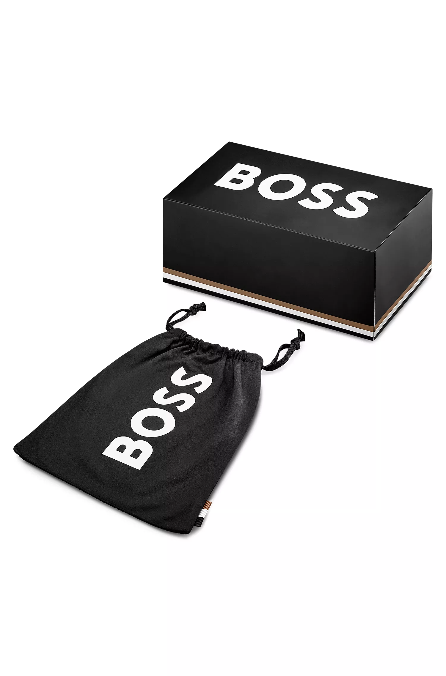 Óculos de esqui BOSS pretos com detalhes do logotipo.