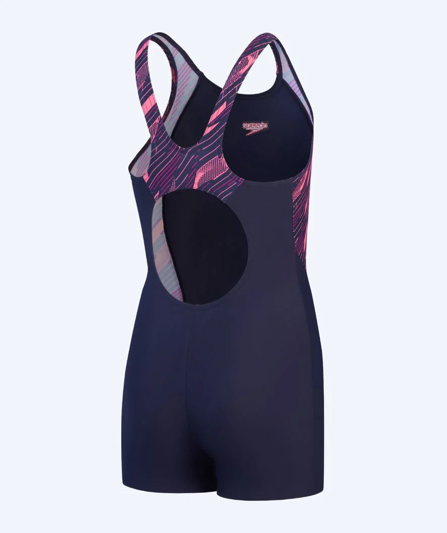 Speedo badedragt med ben til piger - Hyperboom Splice - Mørkeblå/pink