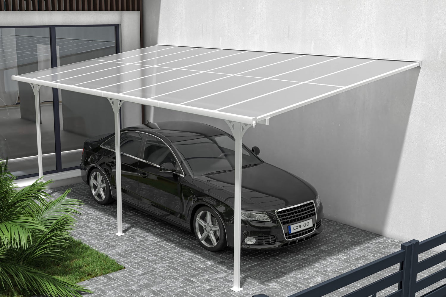 Terrasoverkapping/carport KLEO 550L300 aluminium wit
