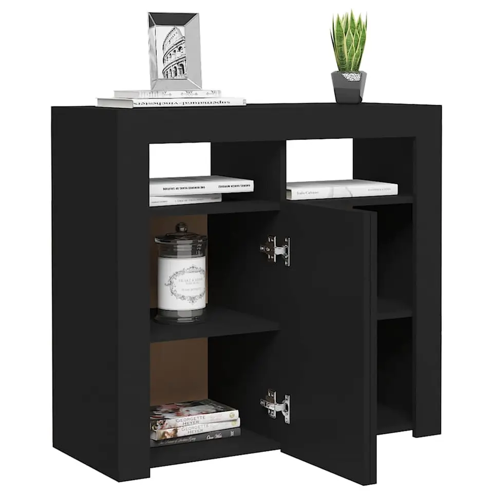 vidaXL - Dressoir - Zwart - Bewerkt hout - 80 x 35 x 75 cm