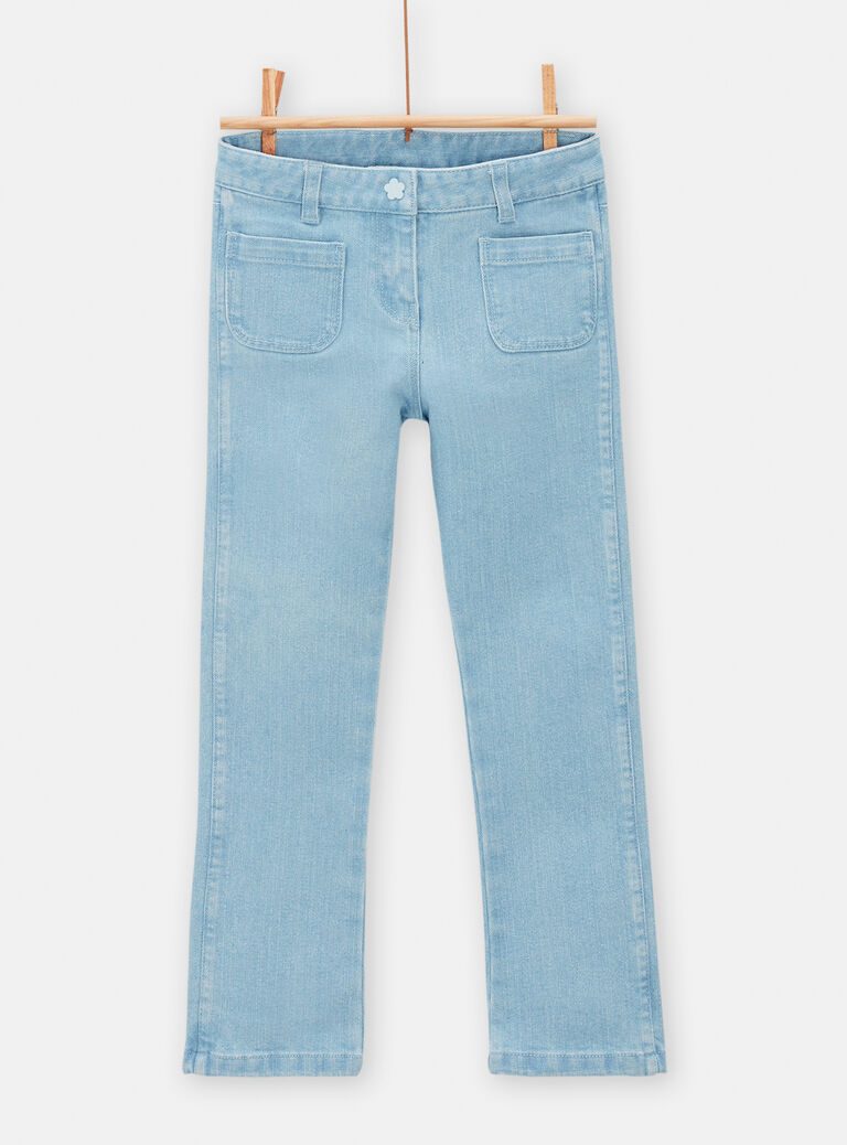 Jean denim clair taille haute flare pour fille