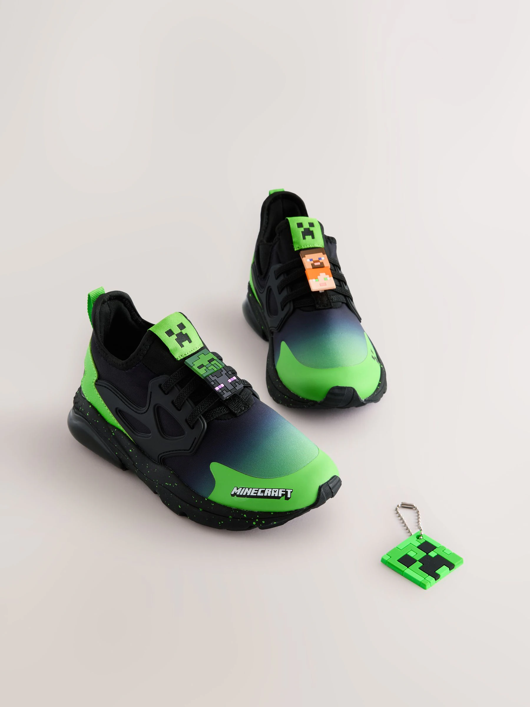 Zwart - Minecraft sneakers met elastische veters