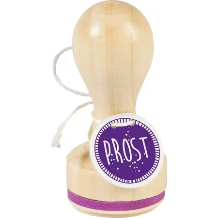 Knorr Prandell Stempel aus Holz, rund Motivgröße ca. Ø 3,2 cm, Motiv: Prost