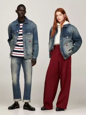 Jaqueta jeans trucker Crest Boxy Fit para ambos os sexos