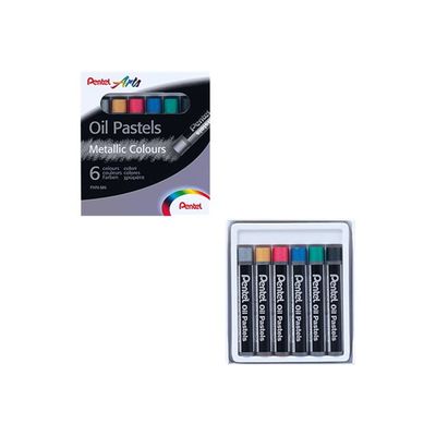 Pentel Arts - 6 pastels à l'huile - couleurs métalliques assorties