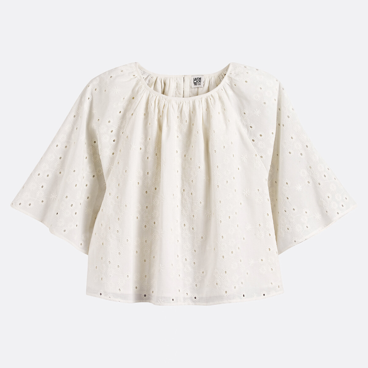 COLEÇÕES LA REDOUTE<br>Blusa em bordado inglês com vlindermouwen