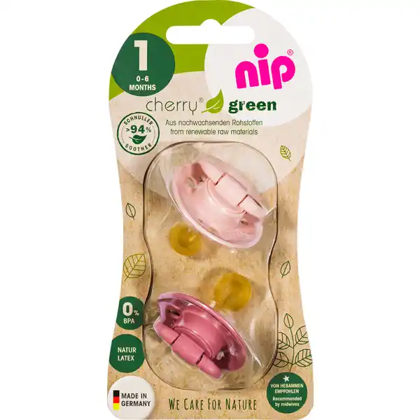 Öko-Schnuller Cherry® Green rund 0-6 Monate