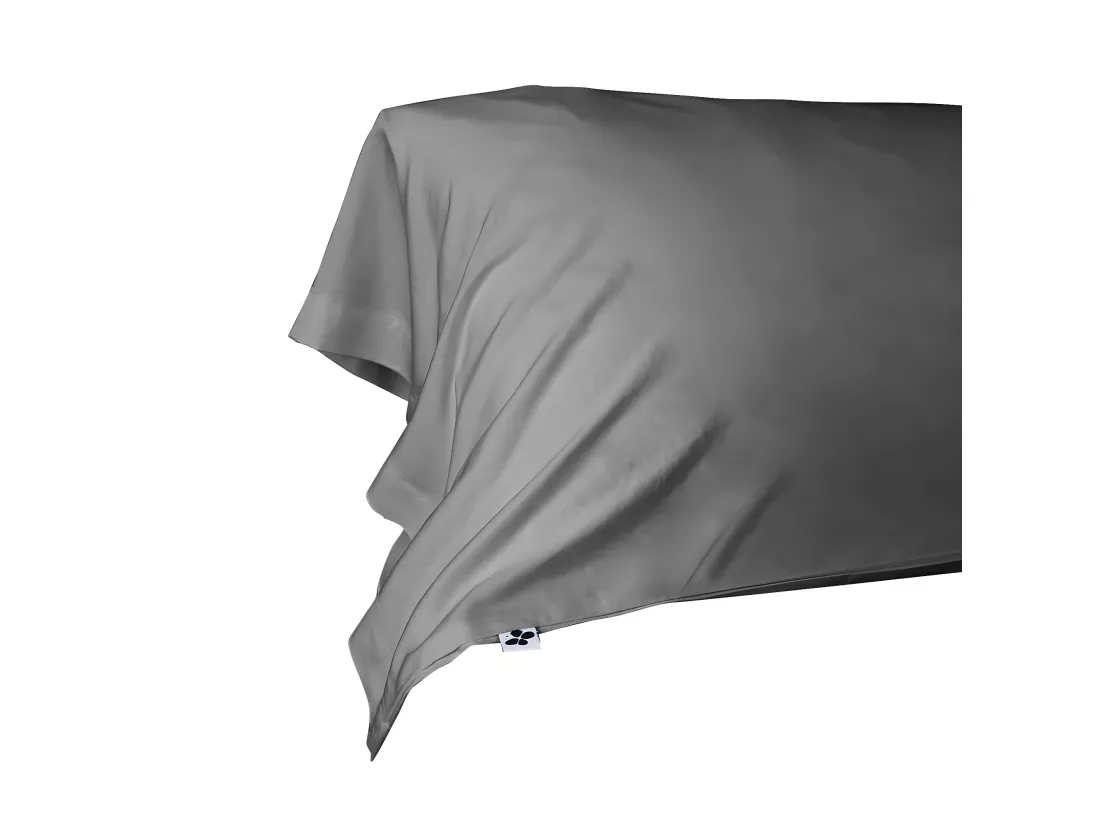 DALIA - Taie de Traversin 185x85cm 100 % Viscose de Bambou Granit