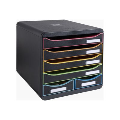 Exacompta Office Big Box - Module de classement 6 tiroirs - noir arlequin
