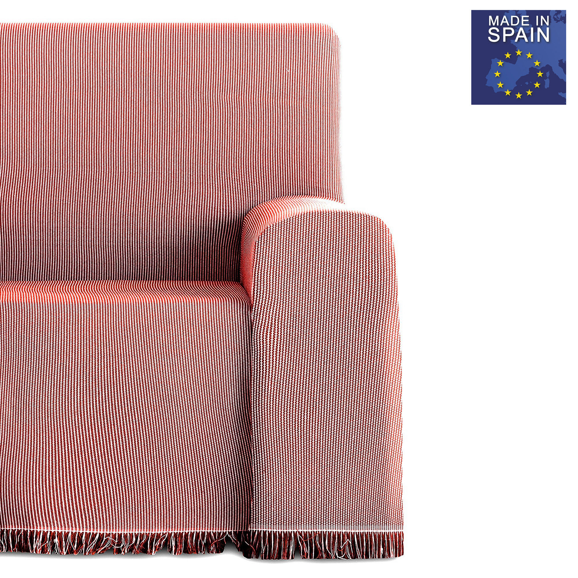 Conjunto de 2 colchas multiuso xadrez Paul, 180 x 260 cm, vermelhas