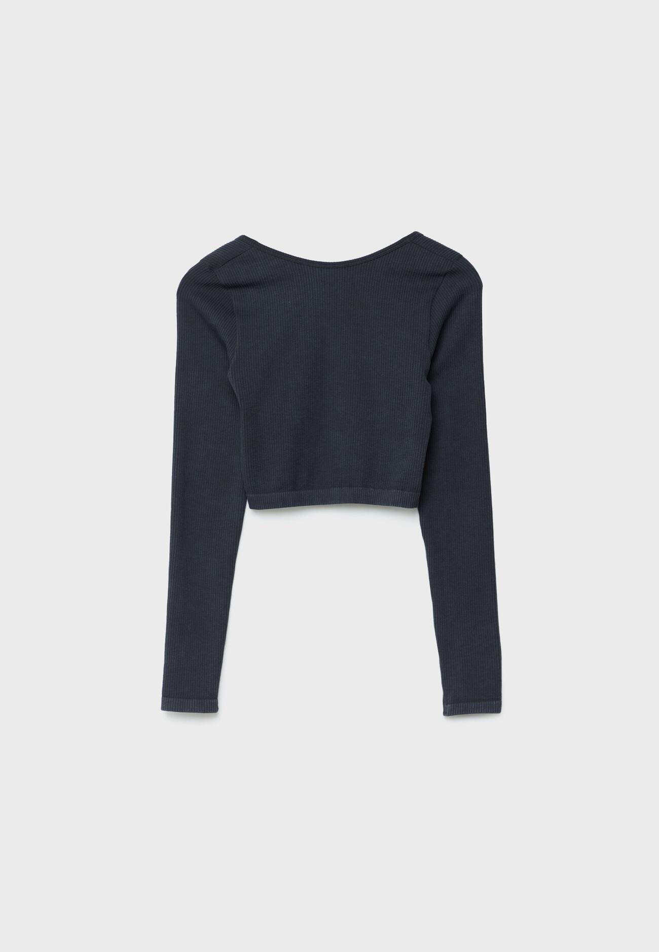Top cropped sem costura com efeito desbotado