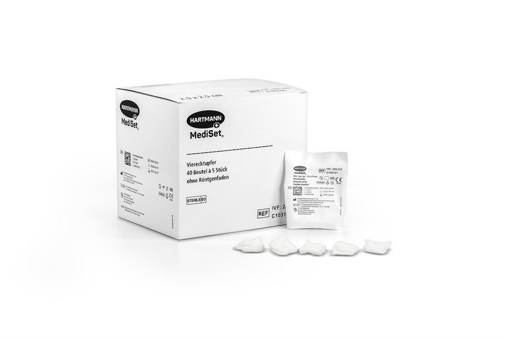 Mediset Vierecktupfer 2.5x2.5cm steril Btl 5 Stk