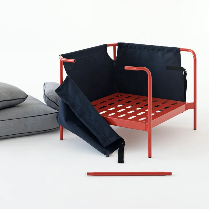 HAY - Can 2.0 Sofa, 2-Sitzer, Chrom / Canvas schwarz / Steelcut 975 dunkelgrün