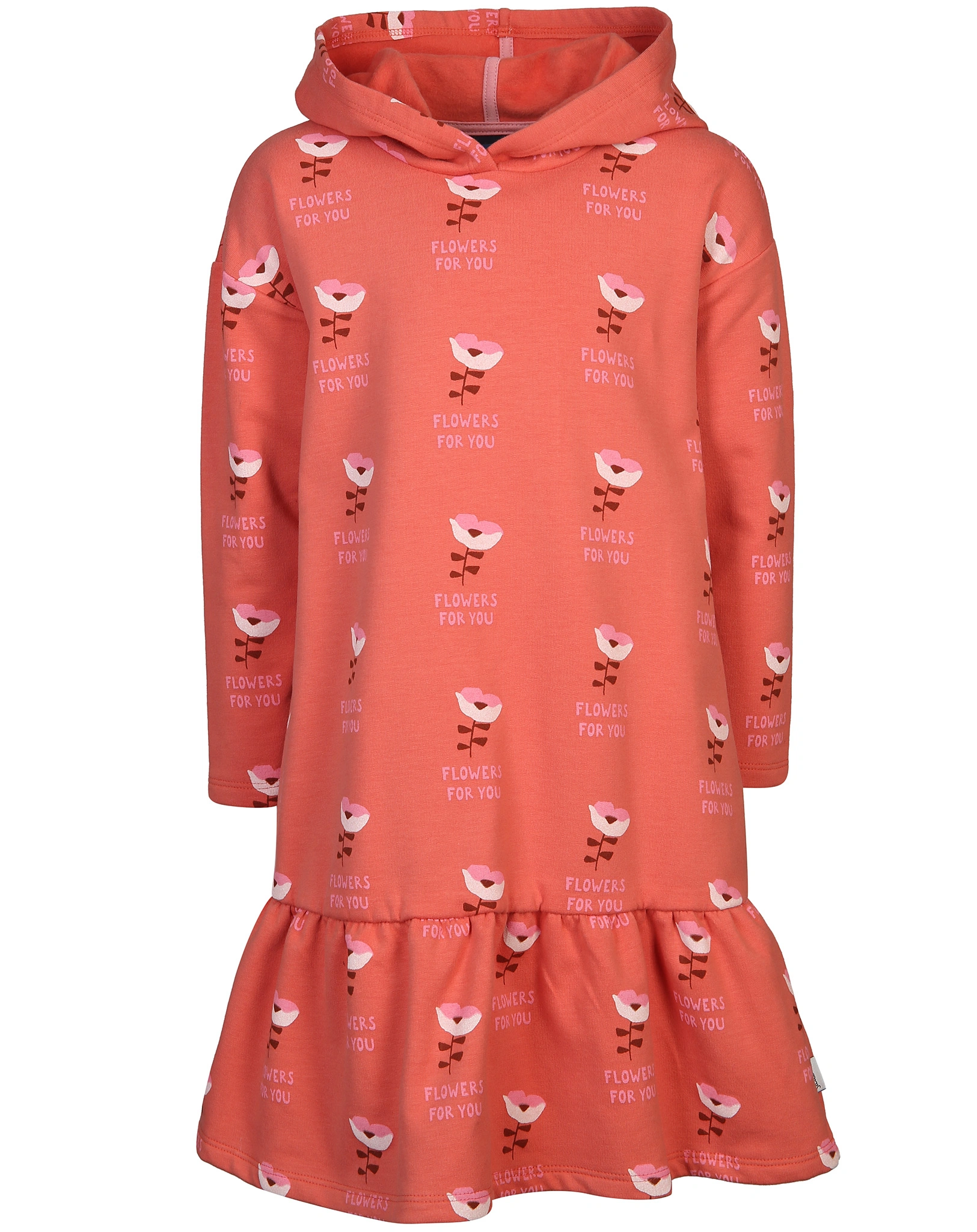 Langarmkleid FLOWERS AOP mit Kapuze in orange