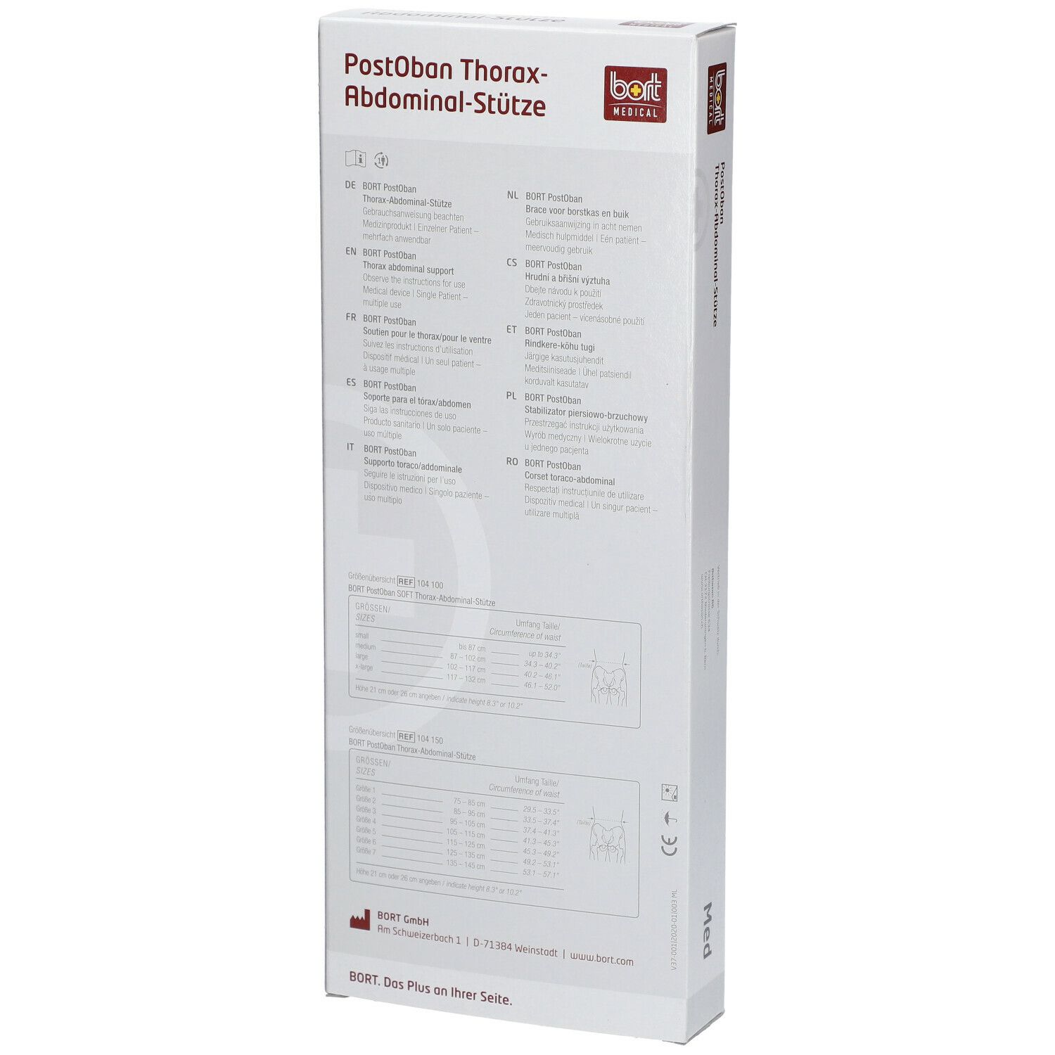 BORT PostOban® Thorax-Abdominal-Stütze Gr. 3 21 cm weiß