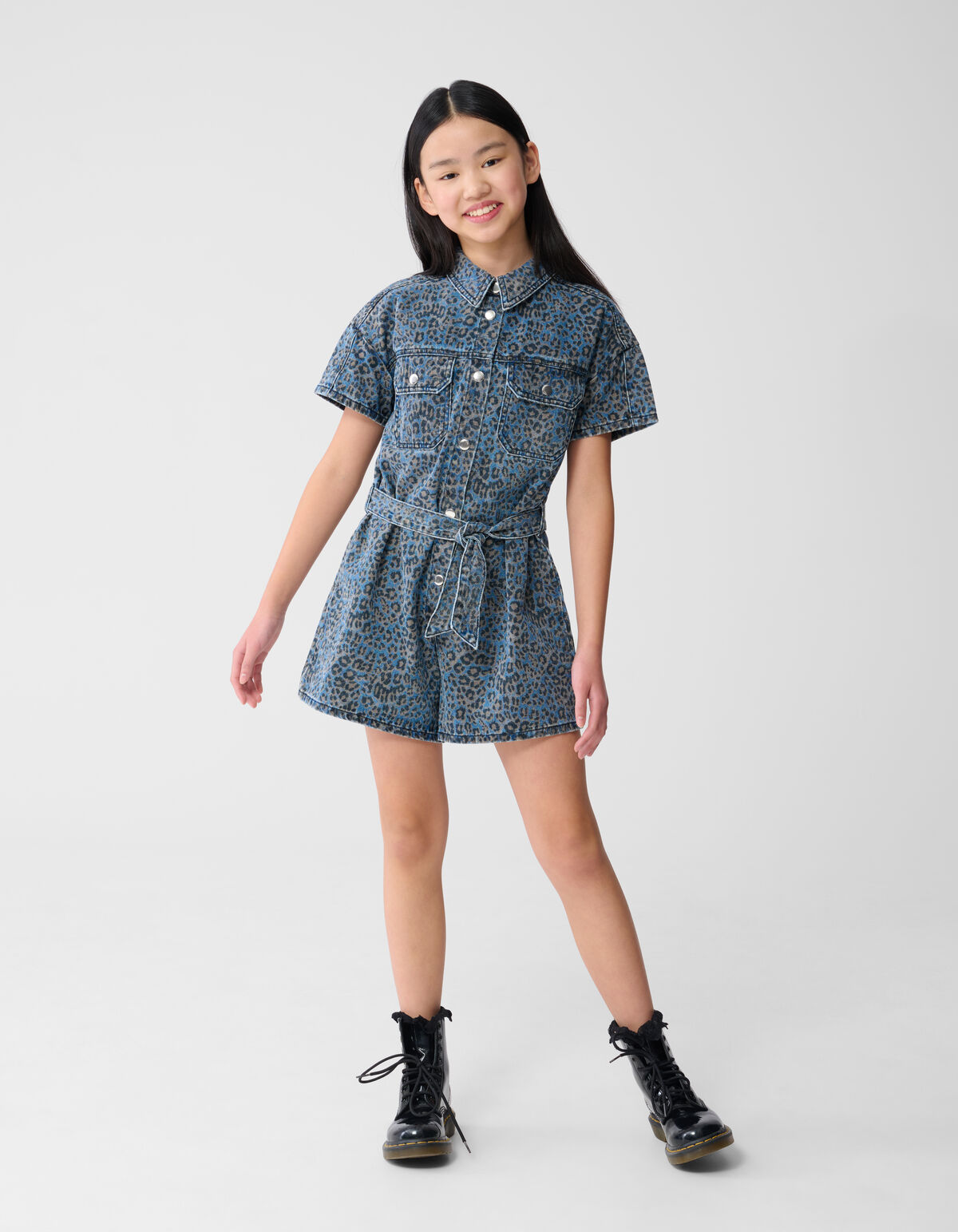 Denim Leopard Jumspuit Blauw